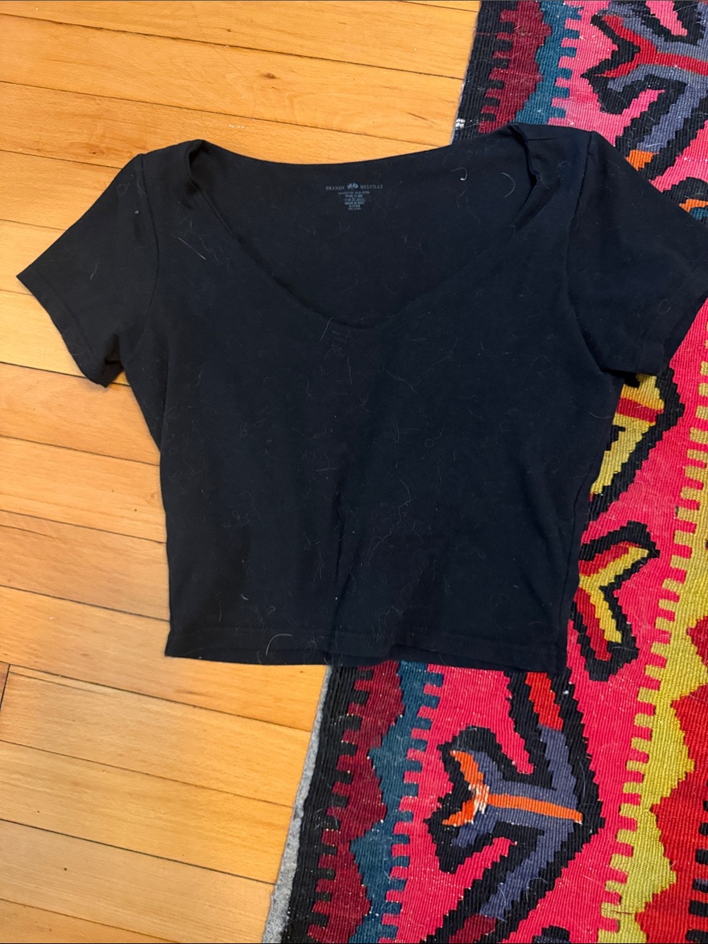 Black V-Neck Crop Top - Brandy Melville black